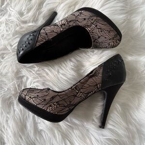 Call It Spring Black and Lace Heels